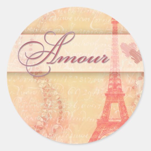 Amour in Parijs Ronde Sticker (Voorkant)