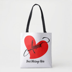 Amour (liefde in het Frans) (gepersonaliseerde boo Tote Bag