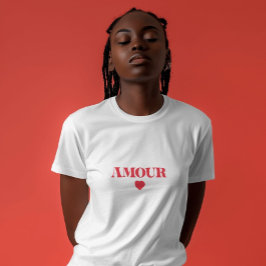 Amour liefde minimalistische hart rood eenvoudige t-shirt