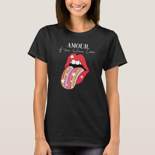 Amour lipstick Motivatie Inspirerend Slogan Q T-shirt (Voorkant)