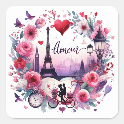 amour paris liefde Valentijnse  envelop zegel (Voorkant)