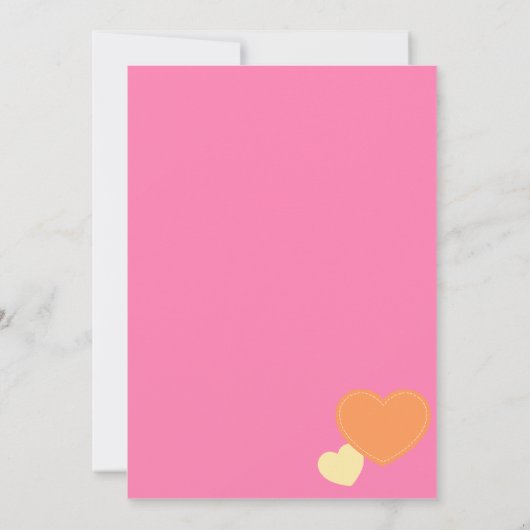 Amour Pink & Oranje Bridal Shower Uitnodiging 5 x (Achterkant)