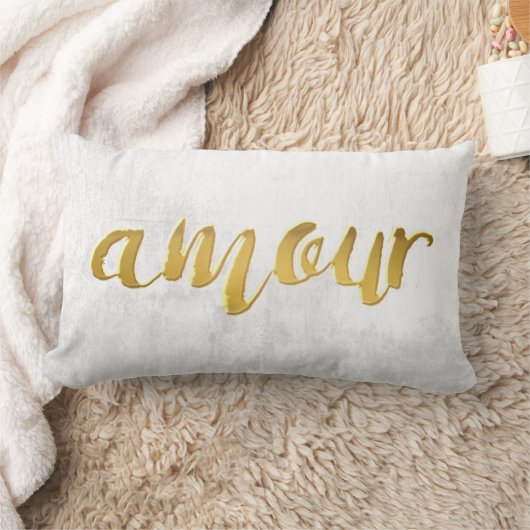 Amour - Print Letter Gold Foil Typography Brush Kussen (Deken)