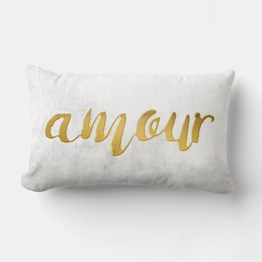 Amour - Print Letter Gold Foil Typography Brush Kussen (Voorkant)