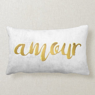 Amour - Print Letter Gold Foil Typography Brush Kussen
