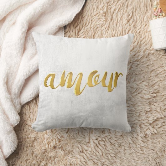 Amour - Print Letter Gold Foil Typography Brush Kussen (Deken)