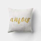 Amour - Print Letter Gold Foil Typography Brush Kussen (Achterkant)
