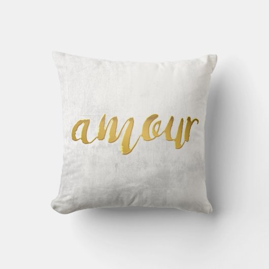 Amour - Print Letter Gold Foil Typography Brush Kussen (Voorkant)