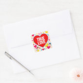 Amour Véritable - Saint Valentin Vierkante Sticker (Envelop)