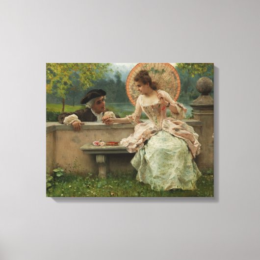 Amoureus gesprek in het park (door Andreotti) Canvas Afdruk (Voorkant)