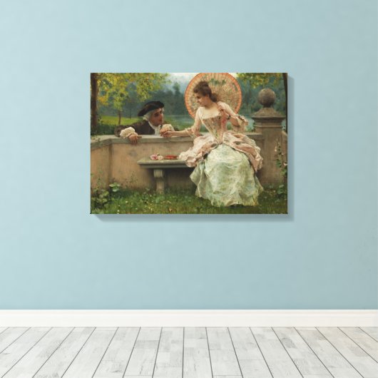Amoureus gesprek in het park (door Andreotti) Canvas Afdruk (Insitu (Houten vloer))