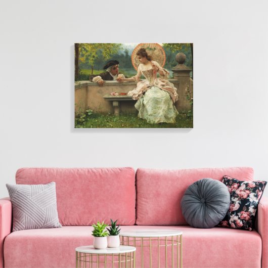 Amoureus gesprek in het park (door Andreotti) Canvas Afdruk (Insitu (Woonkamer))