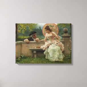 Amoureus gesprek in het park (door Andreotti) Canvas Afdruk
