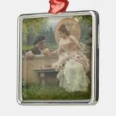 Amoureus gesprek in het park metalen ornament (Links)