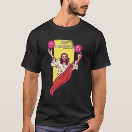 AMP Crypto heeft gestegen Cryptocurrency Jezus T-shirt (Voorkant)