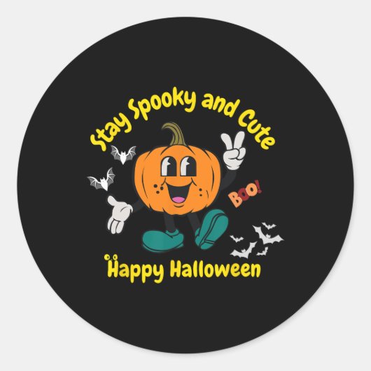 & Schattigee Halloween pompoen Ronde Sticker (Voorkant)