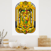 Ampel - Geel Cyberpunk Geometrisch Abstract Poster (Keuken)