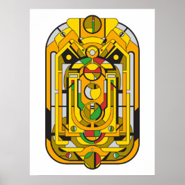 Ampel - Geel Cyberpunk Geometrisch Abstract Poster