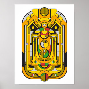 Ampel - Geel Cyberpunk Geometrisch Abstract Poster