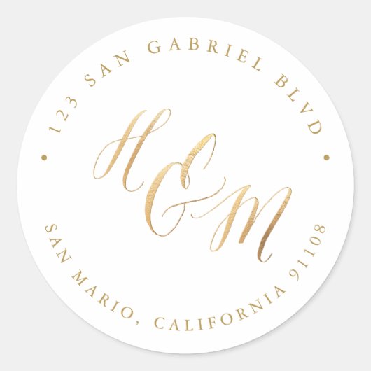 Ampersand A-Z Monogram Calligrafie Nepgoud Ronde Sticker (Voorkant)