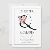 Ampersand and peach-pink rhododendron wedding kaart (Voorkant)