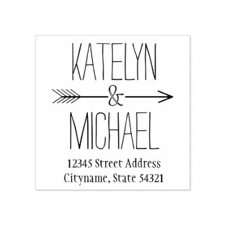 Ampersand Arrow Wedding Monogram Retouradres Rubberstempel