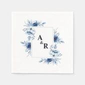 Ampersand Blue Floral paar Initialen bruiloft Servet (Voorkant)