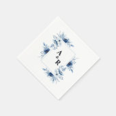 Ampersand Blue Floral paar Initialen bruiloft Servet (Hoek)