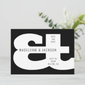 Ampersand Bold Typography Zwart Save the Date Kaart (Staand voorkant)