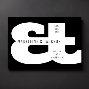 Ampersand Bold Typography Zwart Save the Date Kaart