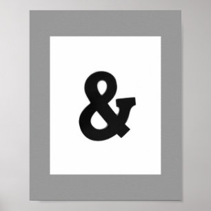 ampersand bold wall art poster zwart - wit
