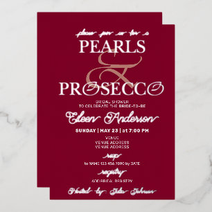 Ampersand Bourgondië Parels & Prosecco Bruiloftsfe Folie Uitnodiging