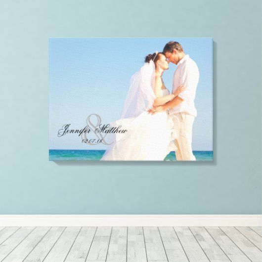 Ampersand Bruiloft Foto Keepsake Canvas (Insitu (Houten vloer))