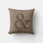 Ampersand Burlap-Look Rustieke Bruiloft Keepsake Kussen (Voorkant)