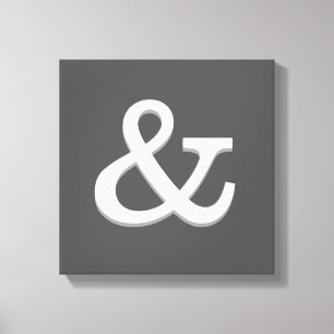 ampersand canvas wand grijs en wit afdruk