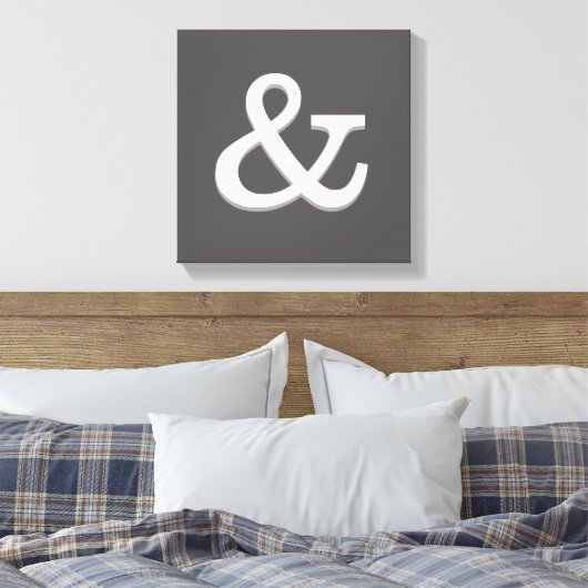 ampersand canvas wand grijs en wit afdruk (Insitu (Slaapkamer))