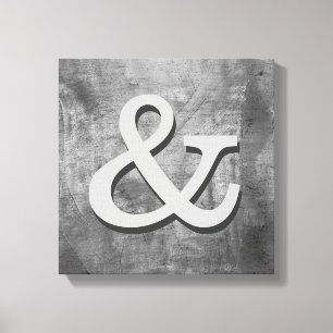 ampersand canvas wand shabby chic grijs afdruk
