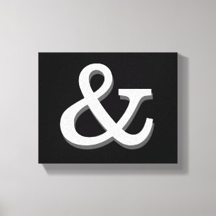 ampersand canvas wand zwart - wit afdruk