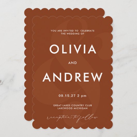 Ampersand Chocolate Brown Wedding Invitation Kaart (Voorkant / Achterkant)