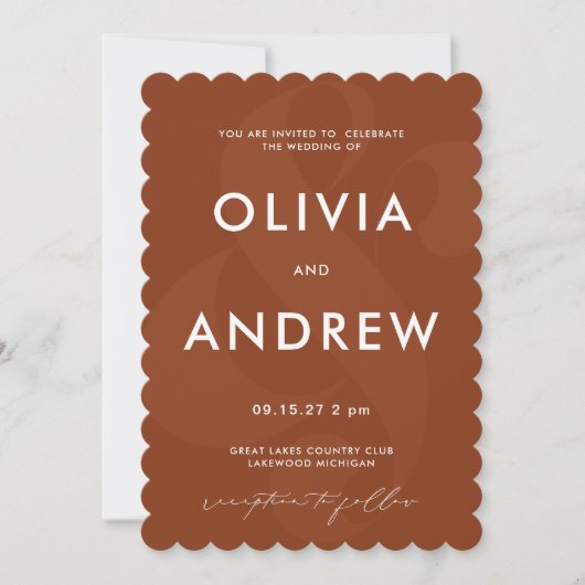 Ampersand Chocolate Brown Wedding Invitation Kaart (Voorkant)