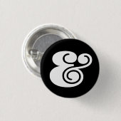Ampersand "&" Designer | BL White | Ronde Button 3,2 Cm (Voorkant /achterkant)