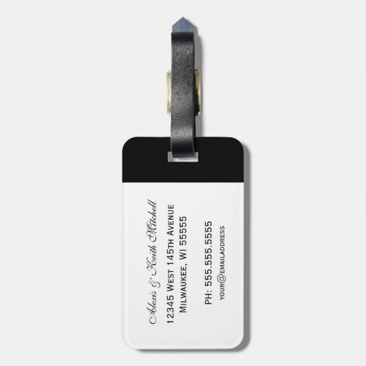 Ampersand Elegance: Black Honeymoon Bagagelabel (Achterkant verticaal)