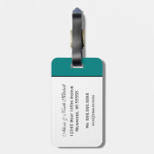 Ampersand Elegance: Blauwgroen Bagagelabel Honeymo (Achterkant verticaal)