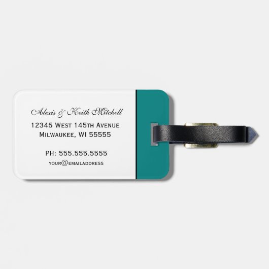 Ampersand Elegance: Blauwgroen Bagagelabel Honeymo (Achterkant horizontaal)