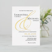 Ampersand Elegant Gouden en Witte Moderne Trouwkaa Folie Uitnodiging (Staand Voorkant)