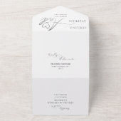 Ampersand Elegant Script QR Code Budget Bruiloft All In One Uitnodiging (Buitenkant)