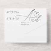 Ampersand Elegant Script QR Code Budget Bruiloft All In One Uitnodiging (Achterkant)