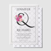 Ampersand en boeket van roze rozen bloemenbruiloft vellum uitnodigingen (Offset (Uitnodiging))