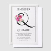 Ampersand en boeket van roze rozen bloemenbruiloft vellum uitnodigingen (Offset)