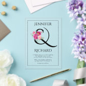 Ampersand en boeket van roze rozen bruiloft acryl uitnodigingen (Insitu (Huwelijk))